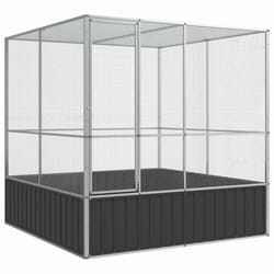 vidaXL Aviary Outdoor Large Bird Cage Walk In Chicken Run Coop Silver Steel