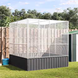 vidaXL Aviary Outdoor Large Bird Cage Walk In Chicken Run Coop Silver Steel