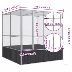 vidaXL Aviary Outdoor Large Bird Cage Walk In Chicken Run Coop Silver Steel