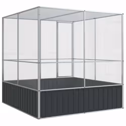 vidaXL Aviary Outdoor Large Bird Cage Walk In Chicken Run Coop Silver Steel - Additional view 5