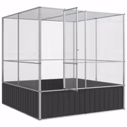 vidaXL Aviary Outdoor Large Bird Cage Walk In Chicken Run Coop Silver Steel - Additional view 6