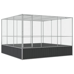 vidaXL Aviary Outdoor Large Bird Cage Walk In Chicken Run Coop Silver Steel