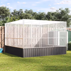 vidaXL Aviary Outdoor Large Bird Cage Walk In Chicken Run Coop Silver Steel