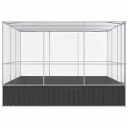 vidaXL Aviary Outdoor Large Bird Cage Walk In Chicken Run Coop Silver Steel - Additional view 4