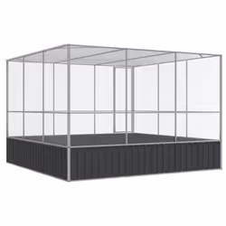 vidaXL Aviary Outdoor Large Bird Cage Walk In Chicken Run Coop Silver Steel - Additional view 5