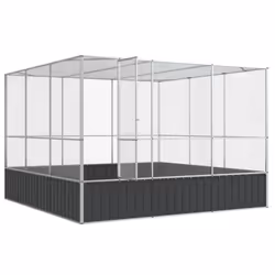 vidaXL Aviary Outdoor Large Bird Cage Walk In Chicken Run Coop Silver Steel - Additional view 6