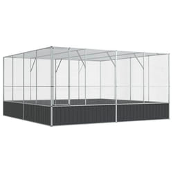 vidaXL Aviary Outdoor Large Bird Cage Walk In Chicken Run Coop Silver Steel