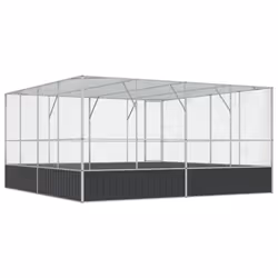 vidaXL Aviary Outdoor Large Bird Cage Walk In Chicken Run Coop Silver Steel - Additional view 2