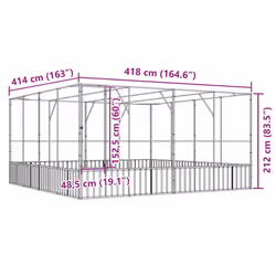 vidaXL Aviary Outdoor Large Bird Cage Walk In Chicken Run Coop Silver Steel - Additional view 3