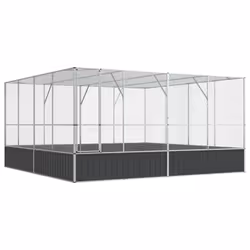 vidaXL Aviary Outdoor Large Bird Cage Walk In Chicken Run Coop Silver Steel - Additional view 4