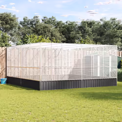 vidaXL Aviary Outdoor Large Bird Cage Walk In Chicken Run Coop Silver Steel - Additional view 5