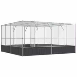 vidaXL Aviary Outdoor Large Bird Cage Walk In Chicken Run Coop Silver Steel - Additional view 6