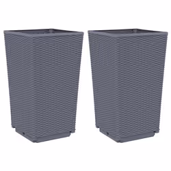 vidaXL Garden Planters Plant Pot Flower Pot Outdoor Planter 2 pcs Blue Grey PP