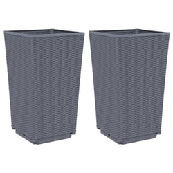 vidaXL Garden Planters Plant Pot Flower Pot Outdoor Planter 2 pcs Blue Grey PP