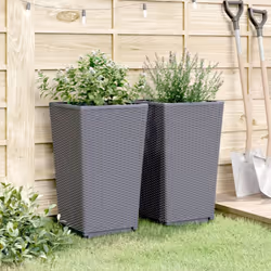 vidaXL Garden Planters Plant Pot Flower Pot Outdoor Planter 2 pcs Blue Grey PP