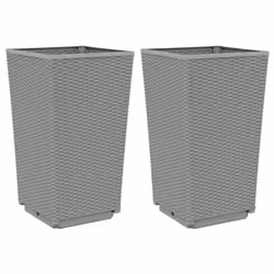 vidaXL Garden Planters Outdoor Flower Pot Planter Pot Box 2 pcs Light Grey PP