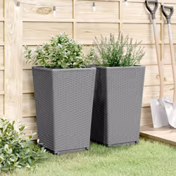 vidaXL Garden Planters Outdoor Flower Pot Planter Pot Box 2 pcs Light Grey PP