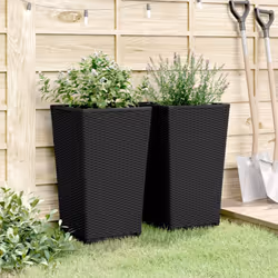 vidaXL Garden Planters Outdoor Flower Pot Herb Planter Pot Box 2 pcs Black PP