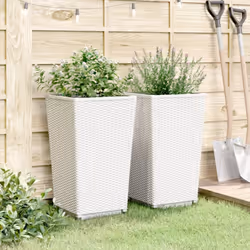vidaXL Garden Planters Outdoor Flower Pot Herb Planter Pot Box 2 pcs White PP