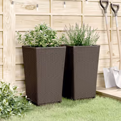 vidaXL Garden Planters Outdoor Flower Pot Herb Planter Pot Box 2 pcs Brown PP - Additional view 2