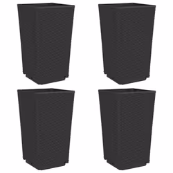 vidaXL Garden Planters Outdoor Flower Pot Herb Planter Pot Box 4 pcs Black PP