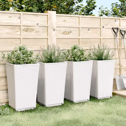 vidaXL Garden Planters Outdoor Flower Pot Herb Planter Pot Box 4 pcs White PP