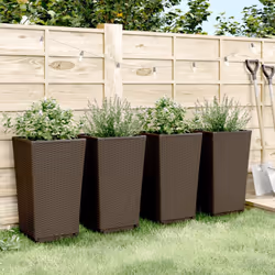 vidaXL Garden Planters Outdoor Flower Pot Herb Planter Pot Box 4 pcs Brown PP - Additional view 2