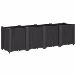 vidaXL Garden Planter Outdoor Flower Pot Patio Herb Planter Pot Flower Box PP - black - Additional view 4