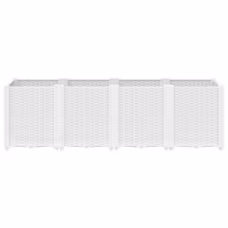 vidaXL Garden Planter Outdoor Flower Pot Balcony Herb Planter Pot Box White PP - Additional view 2