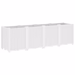 vidaXL Garden Planter Outdoor Flower Pot Balcony Herb Planter Pot Box White PP - Additional view 4
