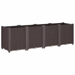 vidaXL Garden Planter Outdoor Flower Pot Balcony Herb Planter Pot Box Brown PP - Additional view 4