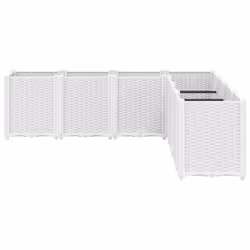 vidaXL Garden Planter Outdoor Flower Pot Balcony Herb Planter Pot Box White PP - Additional view 2