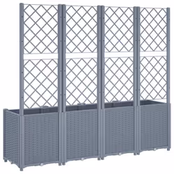 vidaXL Garden Planter with Trellis Plant Pot Flower Pot Planter Blue Grey PP - Additional view 4