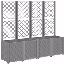 vidaXL Garden Planter with Trellis Patio Flower Pot Planter Box Light Grey PP
