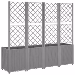 vidaXL Garden Planter with Trellis Patio Flower Pot Planter Box Light Grey PP - Additional view 4