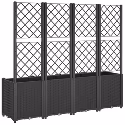 vidaXL Garden Planter with Trellis Outdoor Flower Pot Planter Pot Box Black PP - Additional view 4