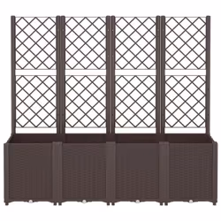 vidaXL Garden Planter with Trellis Outdoor Flower Pot Planter Pot Box Brown PP - Additional view 2