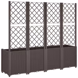 vidaXL Garden Planter with Trellis Outdoor Flower Pot Planter Pot Box Brown PP - Additional view 4
