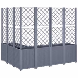 vidaXL Garden Planter with Trellis Plant Pot Flower Pot Planter Blue Grey PP - Additional view 4