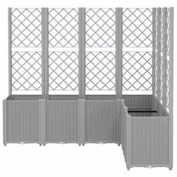 vidaXL Garden Planter with Trellis Patio Flower Pot Planter Box Light Grey PP