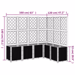 vidaXL Garden Planter with Trellis Patio Flower Pot Planter Box Light Grey PP - Additional view 8