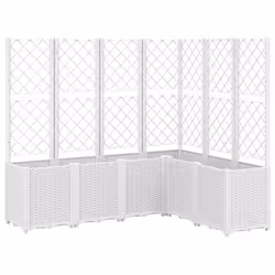 vidaXL Garden Planter with Trellis Outdoor Flower Pot Planter Pot Box White PP