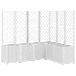 vidaXL Garden Planter with Trellis Outdoor Flower Pot Planter Pot Box White PP