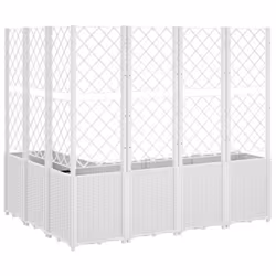 vidaXL Garden Planter with Trellis Outdoor Flower Pot Planter Pot Box White PP - Additional view 4