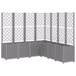 vidaXL Garden Planter with Trellis Patio Flower Pot Planter Box Light Grey PP