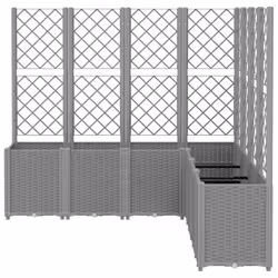 vidaXL Garden Planter with Trellis Patio Flower Pot Planter Box Light Grey PP