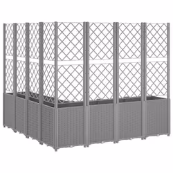 vidaXL Garden Planter with Trellis Patio Flower Pot Planter Box Light Grey PP - Additional view 4