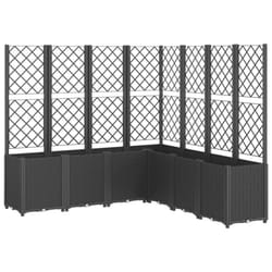 vidaXL Garden Planter with Trellis Outdoor Flower Pot Planter Pot Box Black PP