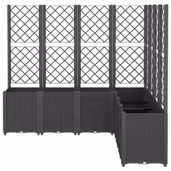 vidaXL Garden Planter with Trellis Outdoor Flower Pot Planter Pot Box Black PP