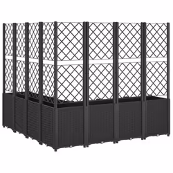 vidaXL Garden Planter with Trellis Outdoor Flower Pot Planter Pot Box Black PP - Additional view 4